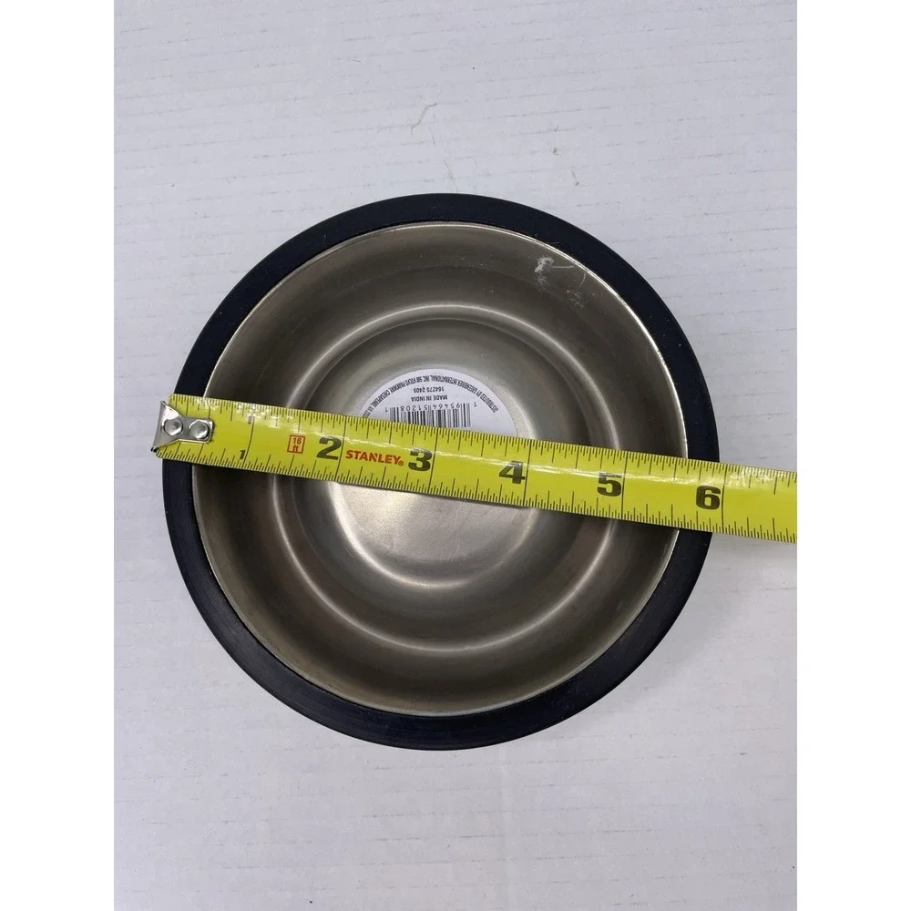 2pc Stainless Steel Non-Slip Rubber Bottom Small Dog Pet Food Water Bowl‎ Set